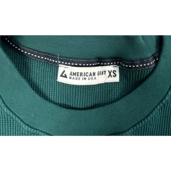 American Giant Thermal Crew Top Womens XS Waffle Knit Botanical Green Shirt USA - Picture 7 of 9